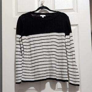 Croft & Barrow Black and White Striped Sweater